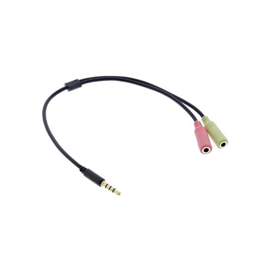 Εικόνα της 3,5mm AUDIO Male 4 Pin to 2x 3.5mm Female (speaker+microphone) 1m