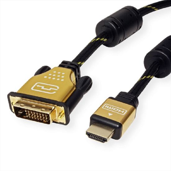 Εικόνα της καλώδιο HDMI σε DVI-D (24+1) 2m (3840x2160@30Hz) GOLD FERRITE