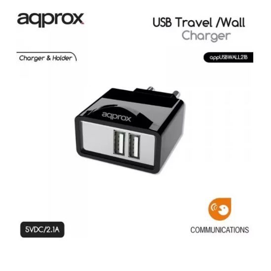 Εικόνα της CHARGING ADAPTER WALL 2 x USB 2.1A Black