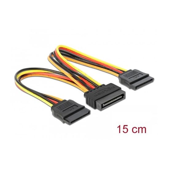 Εικόνα της SATA CABLE ΤΡΟΦΟΔΟΣΙΑΣ 0,15m ΣΕ 2x15pin SATA (κλεφτης)