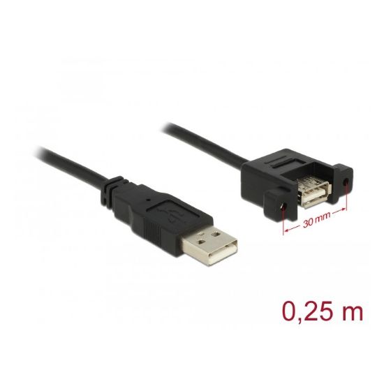 Εικόνα της USB cable type A-A M/F V. 2.0 0.25m panel-mount